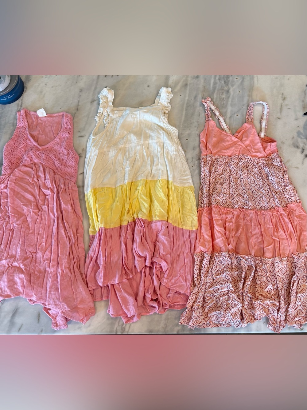 Evsie (Maurices brand) Tiered Sundress in White, Yellow & Pink